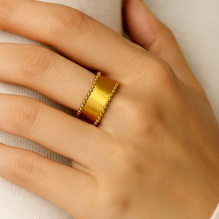 Demi Fine 18K Gold Plated Adjustable Beaded Band Ring